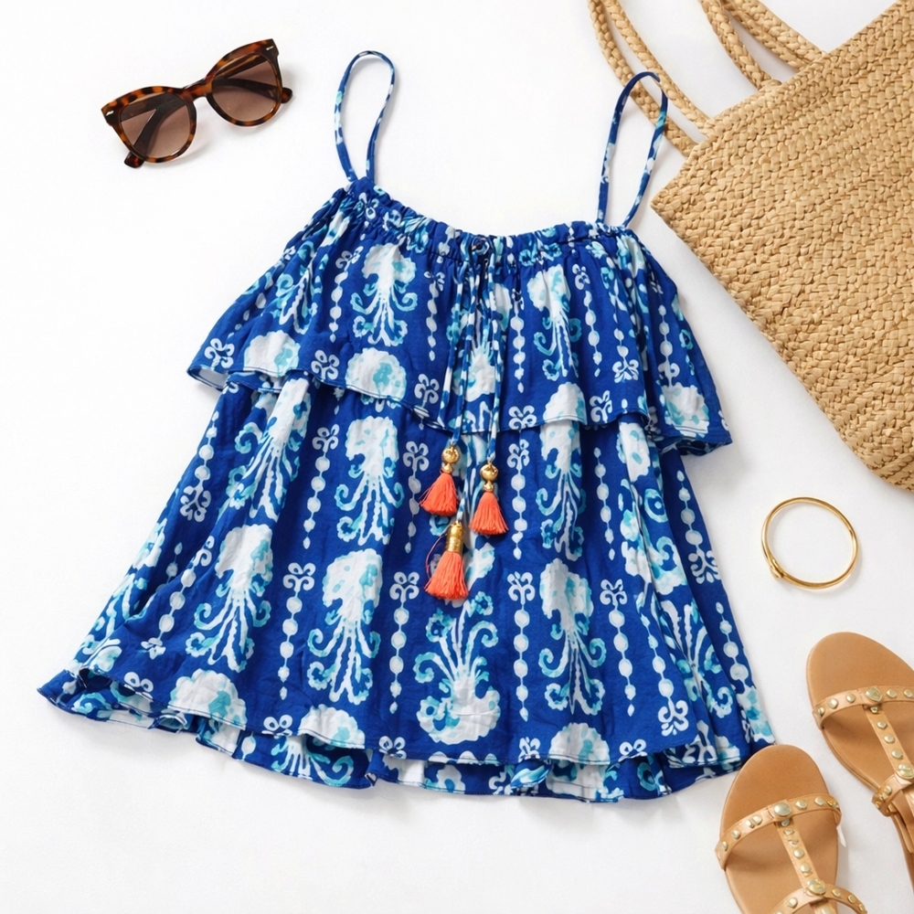 Lilly Pulitzer Mays Indigo Get In Line Jellyfish Tassel Tank | Palm Beach Resort